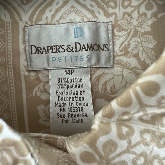 Drapers & Damons Womens Petites Beige Floral Print Jacket 3/4 Sleeve Button-Up 1 - Picture 3 of 12